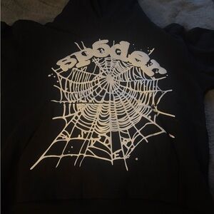 Black Hoodie with White Spider Web Design size medium